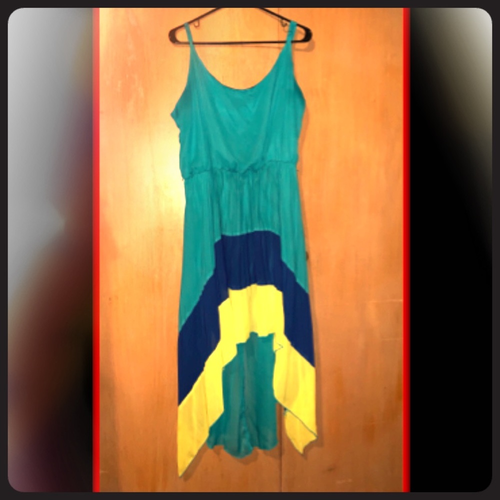 Plus size multicolored high- low dress
